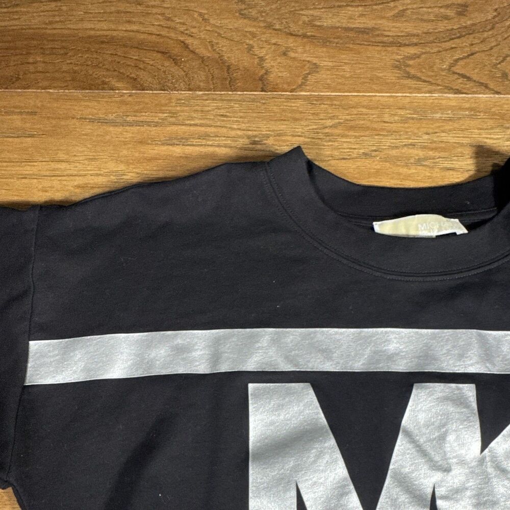 Michael Michael Kors Women's Crewneck Fleece Sweatshirt Silver MK Logo Black M - Picture 3 of 12